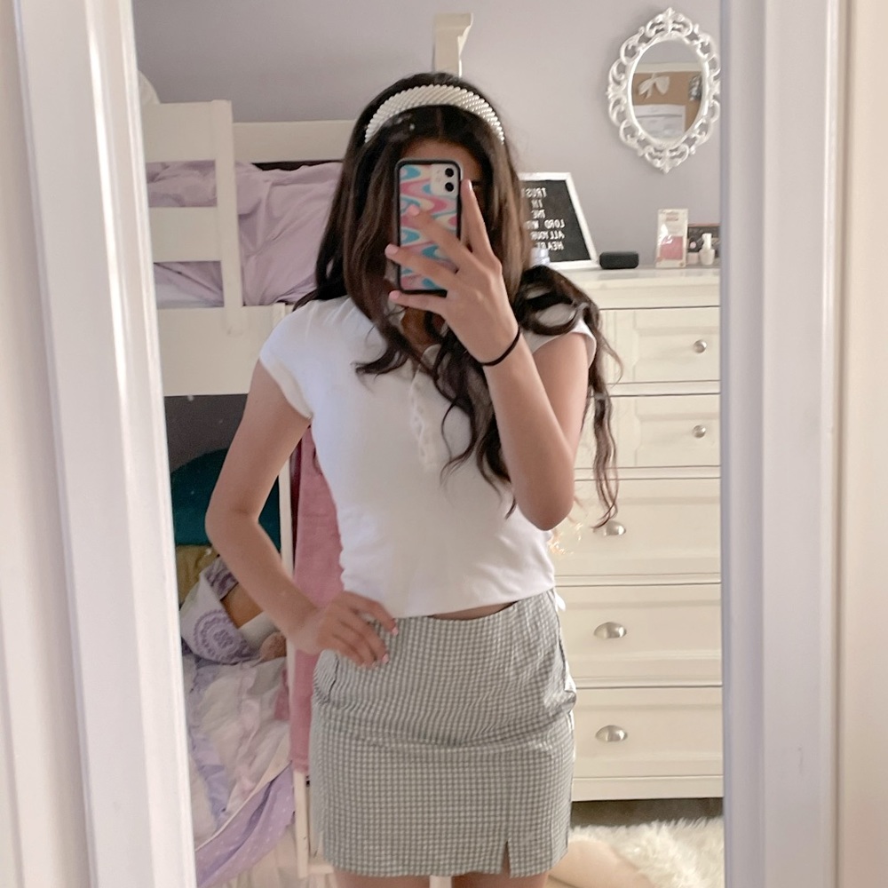 gingham mini skirt